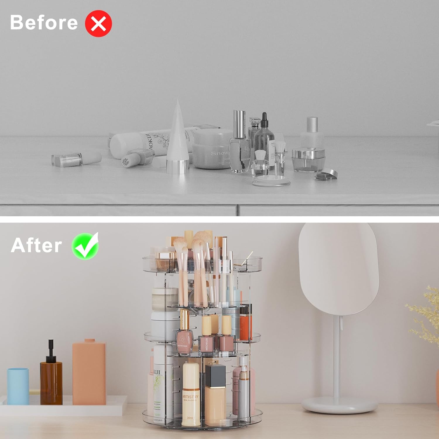 Rotating Makeup Organizer, Adjustable Layers Spinning Organizer, Cosmetic Display Case, Multi-Function Storage Carousel, Makeup Organizer, Makeup Holder, Makeup Stand Rotating Makeup Organizer, Adjustable Layers Spinning Organizer, Cosmetic Display Case, Multi-Function Storage Carousel, Makeup Organizer, Makeup Holder, Makeup Stand